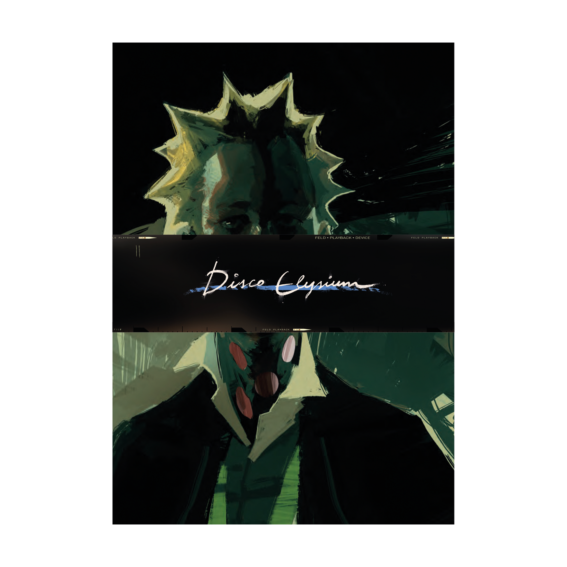 Stylized silhouette of a person with spiky hair against a dark background.